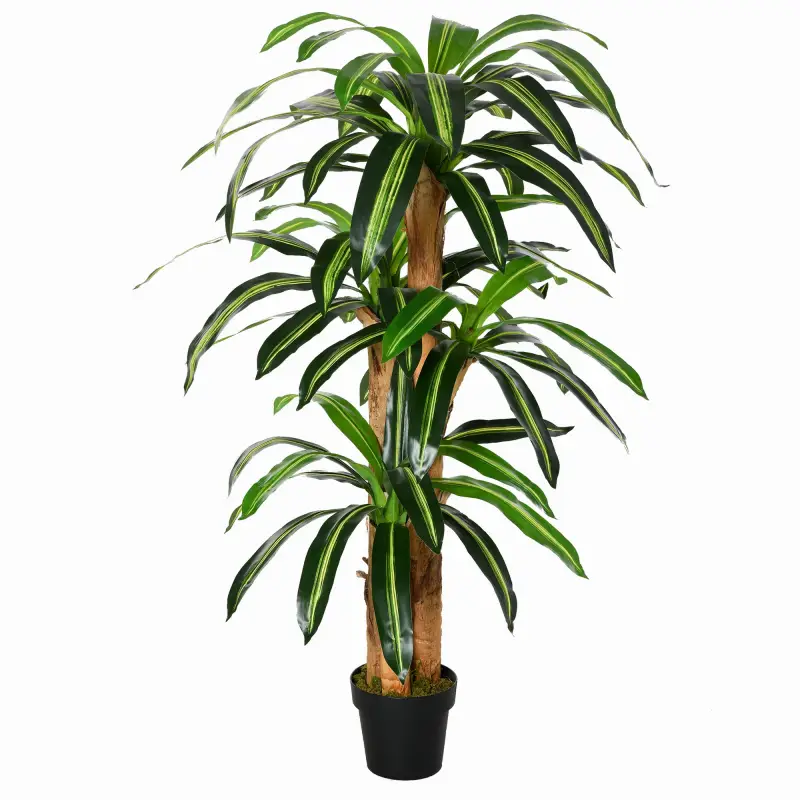 Dracaena Artificial con 66 Hojas Musgo Planta Artificial para Decoración Jardín Balcón Oficina Salón Ø20x160 cm Verde