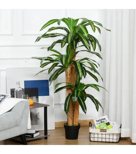 Dracaena Artificial con 66 Hojas Musgo Planta Artificial para Decoración Jardín Balcón Oficina Salón Ø20x160 cm Verde