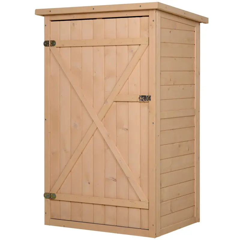 Armario de Jardín de Madera para Exterior para Herramientas con 2 Estantes Techo Asfáltico 75x56x115cm Natural
