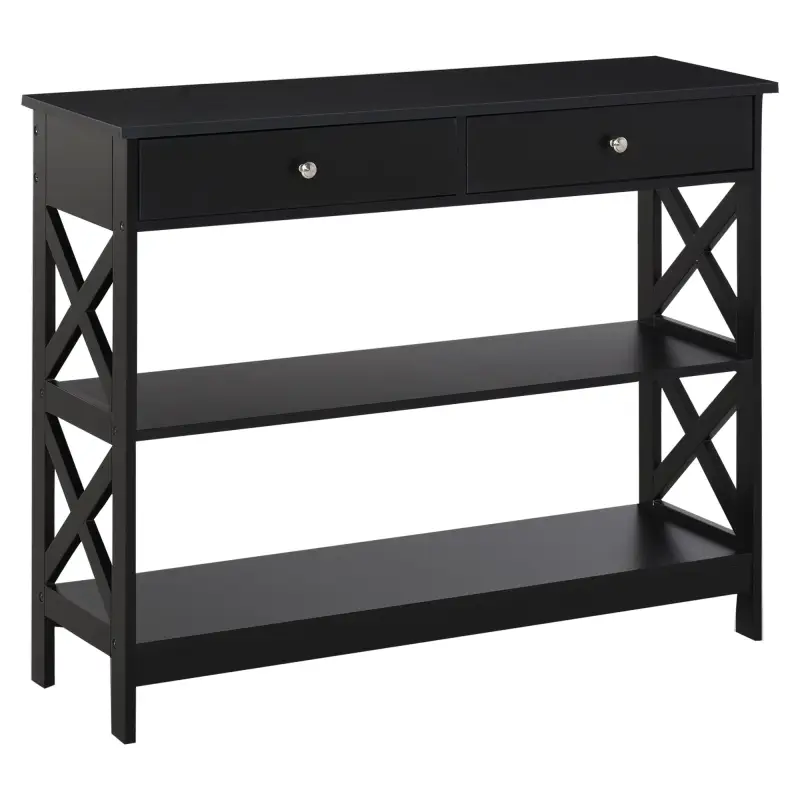 Mesa Consola de Entrada Recibidor con 2 Cajones y 2 Estantes Inferiores Mueble Moderno Base Elevada Antivuelco 100x30,5x80 cm Ne Mesa Consola de Entrada Recibidor con 2 Cajones y 2 Estantes Inferiores Mueble Moderno Base Elevada Antivuelco 100x30,5x80 cm Ne