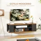 Mueble de TV Suspendido o de Pie con Ruedas 4 Estantes para Televisión de 55 Pulgadas 120x40x38,5 cm Nogal y Negro