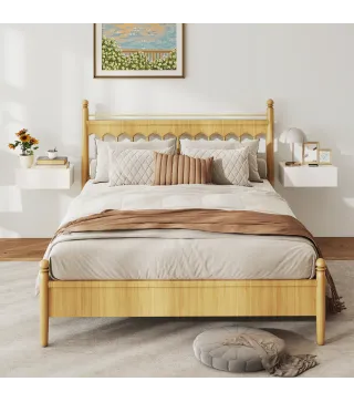 Juego de 2 Mesitas de Noche Flotantes con 1 Cajón Montado en la Pared Estilo Moderno para Dormitorio 40x30x15 cm Blanco