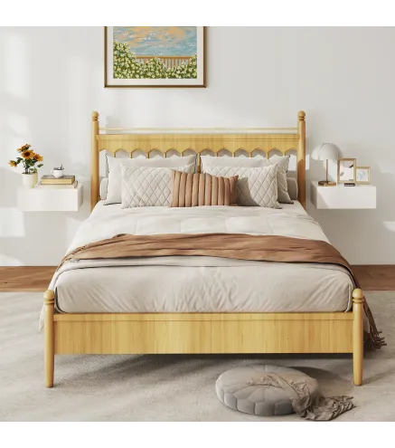 Juego de 2 Mesitas de Noche Flotantes con 1 Cajón Montado en la Pared Estilo Moderno para Dormitorio 40x30x15 cm Blanco