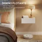 Juego de 2 Mesitas de Noche Flotantes con 1 Cajón Montado en la Pared Estilo Moderno para Dormitorio 40x30x15 cm Blanco