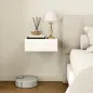Juego de 2 Mesitas de Noche Flotantes con 1 Cajón Montado en la Pared Estilo Moderno para Dormitorio 40x30x15 cm Blanco