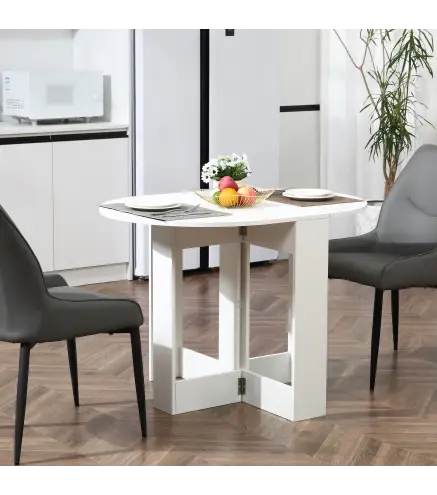 Mesa Plegable de Comedor Mesa de Cocina Plegable con 2 Alas Abatibles Mesa Plegable para 2-4 Personas 104x76x73,7 cm Blanco