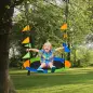 Columpio de Jardín Nido Ø100x120-180 cm Altura Ajustable con Cuerdas y Banderas para Niños y Adultos Carga 80 kg Interior y Exte