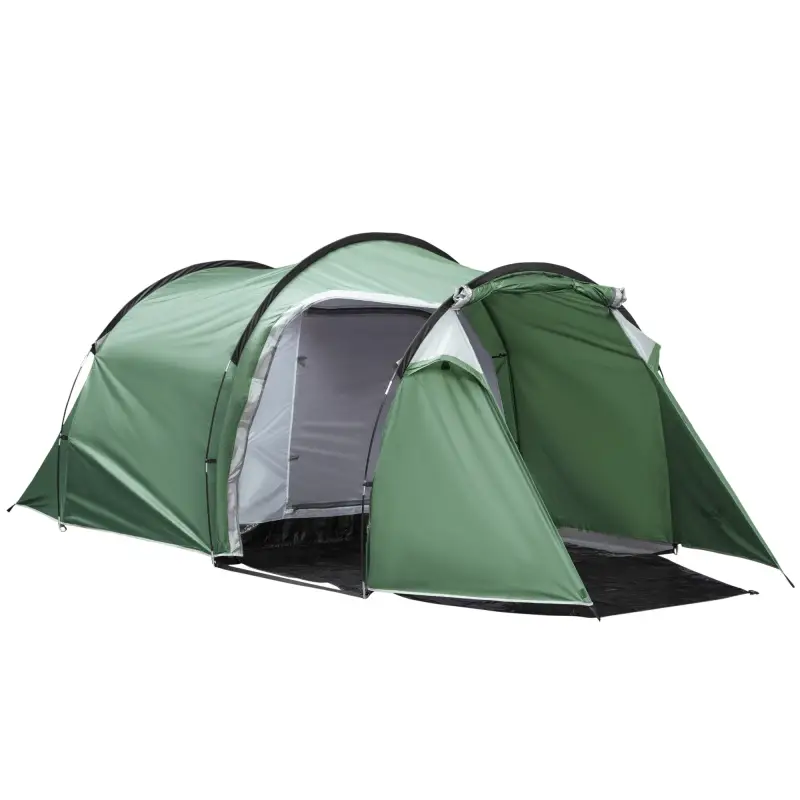 Tienda de Campaña Familiar 2-3 Personas Plegable Impermeable a Prueba de UV 20+ con Vestíbulo 426x206x154 cm Verde