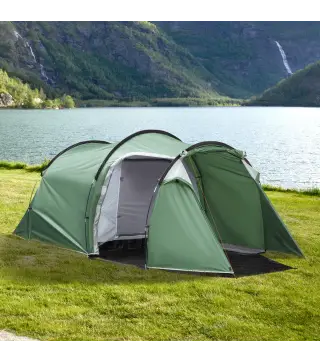 Tienda de Campaña Familiar 2-3 Personas Plegable Impermeable a Prueba de UV 20+ con Vestíbulo 426x206x154 cm Verde