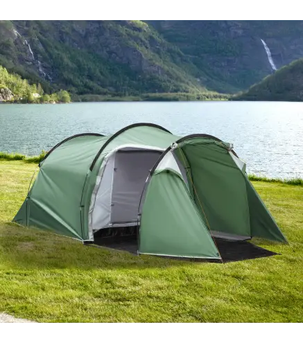 Tienda de Campaña Familiar 2-3 Personas Plegable Impermeable a Prueba de UV 20+ con Vestíbulo 426x206x154 cm Verde