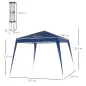 Carpa Plegable 3x3 m, Pop-up, Cenador Pabellón de Jardín, Altura Ajustable con Bolsa de Transporte, Anti-UV, Impermeable, Gazebo