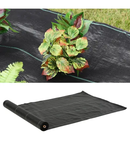 Malla Antihierbas Malla Geotextil 1x50 m Malla de Jardín contra Malas Hierbas 100 g/m² Rollo de Malla Antimaleza Negro