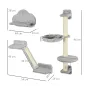 Juego de Pared de Escalada para Gatos de 3 Piezas con Hamaca Rampa con Rascador Plataforma en Forma de Nube Gris