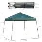 Cenador Plegable 3x3m Carpa de Jardín con Bolsa de Transporte con Ruedas Impermeable y Marco de Acero Gazebo para Exterior Fiest
