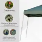 Cenador Plegable 3x3m Carpa de Jardín con Bolsa de Transporte con Ruedas Impermeable y Marco de Acero Gazebo para Exterior Fiest