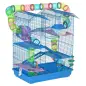 Jaula para Hámster de Múltiples Niveles con Tubos Plataformas Comedero Bebedero Casita Rueda Escaleras 47x30x59 cm Azul Jaula para Hámster de Múltiples Niveles con Tubos Plataformas Comedero Bebedero Casita Rueda Escaleras 47x30x59 cm Azul
