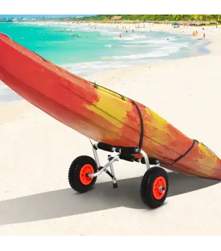 Carro de Transporte Plegable para Kayak Carga 75 kg Aluminio Ajuste Universal con Ruedas para Canoa Embarcación 57,5x33x24 cm Pl