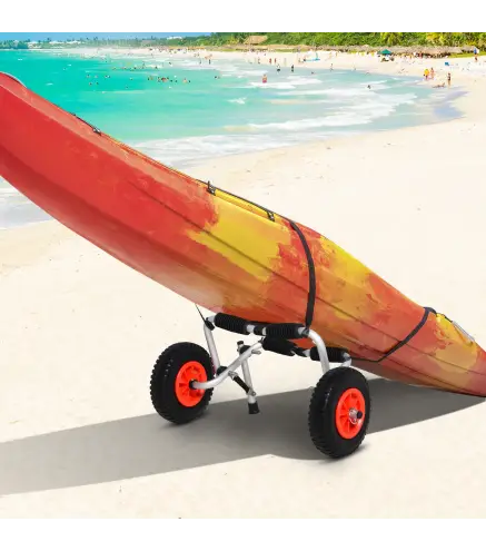 Carro de Transporte Plegable para Kayak Carga 75 kg Aluminio Ajuste Universal con Ruedas para Canoa Embarcación 57,5x33x24 cm Pl