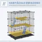 Jaula para Animales Pequeños Parque Modulable y Desmontable con 4 Puertas 6 Bandejas Extraíbles 111x75x119 cm Negro