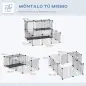 Jaula para Animales Pequeños Parque Modulable y Desmontable con 4 Puertas 6 Bandejas Extraíbles 111x75x119 cm Negro