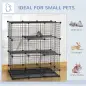 Jaula para Animales Pequeños Parque Modulable y Desmontable con 4 Puertas 6 Bandejas Extraíbles 111x75x119 cm Negro