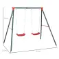 Columpio Doble para Niños +3 Años con Soporte de Metal Juego de Columpio Infantil Cuerda Ajustable Exteriores Carga Máx. 40kg 23