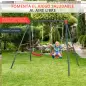 Columpio Doble para Niños +3 Años con Soporte de Metal Juego de Columpio Infantil Cuerda Ajustable Exteriores Carga Máx. 40kg 23