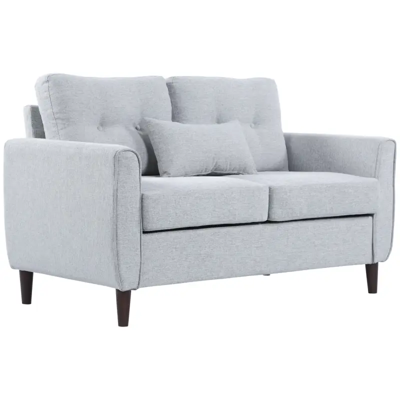 Sofá de 2 Plazas con Cojines y Asiento Acolchado Funda de Almohada Lavable 140x78x83 cm Gris Claro