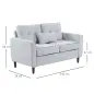 Sofá de 2 Plazas con Cojines y Asiento Acolchado Funda de Almohada Lavable 140x78x83 cm Gris Claro