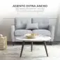 Sofá de 2 Plazas con Cojines y Asiento Acolchado Funda de Almohada Lavable 140x78x83 cm Gris Claro