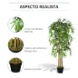 Bambú Artificial 150cm con Maceta Árbol Planta Sintética Realista Decorativa para Casa Oficina Ø18x150 cm Verde