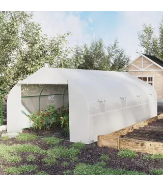 Invernadero Tipo Caseta de Jardín o Terraza 6x3x2 m para Cultivo de Plantas y Semillas Color Blanco