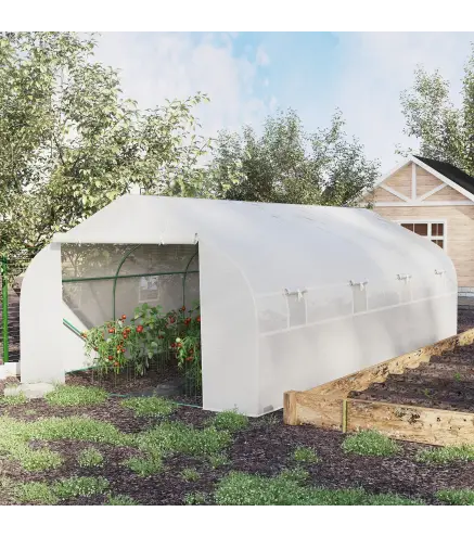 Invernadero Tipo Caseta de Jardín o Terraza 6x3x2 m para Cultivo de Plantas y Semillas Color Blanco