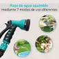 Carrete para Manguera Retráctil 10m con 7 Modos de Riego Sistema de Enrollado Automático con Bloqueo Conector de 1m para Jardín