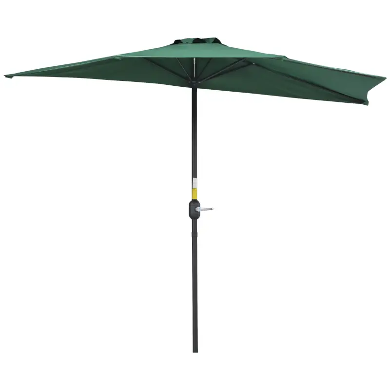Sombrilla 269x138x236 cm Parasol de Jardín con Manivela y Forma Semicircular Tela Poliéster 180 g/m² para Exterior Terraza Patio