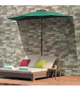 Sombrilla 269x138x236 cm Parasol de Jardín con Manivela y Forma Semicircular Tela Poliéster 180 g/m² para Exterior Terraza Patio