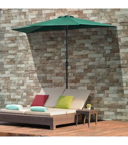 Sombrilla 269x138x236 cm Parasol de Jardín con Manivela y Forma Semicircular Tela Poliéster 180 g/m² para Exterior Terraza Patio