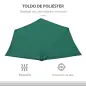 Sombrilla 269x138x236 cm Parasol de Jardín con Manivela y Forma Semicircular Tela Poliéster 180 g/m² para Exterior Terraza Patio
