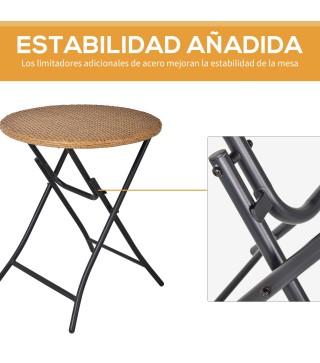 Conjunto de Mesa y 2 Sillas de Ratán