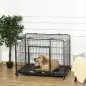 Jaula para Perros Plegable de Metal Jaula para Perros Grandes 109,5x71x78 cm con Ruedas y Frenos Bandeja Extraíble y Puerta con