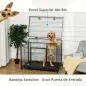 Jaula para Perros Plegable de Metal Jaula para Perros Grandes 109,5x71x78 cm con Ruedas y Frenos Bandeja Extraíble y Puerta con