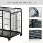 Jaula para Perros Plegable de Metal Jaula para Perros Grandes 109,5x71x78 cm con Ruedas y Frenos Bandeja Extraíble y Puerta con