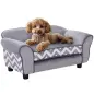 Sofá para Mascotas con Patas Cama para Perros de Madera con Cojín Acolchado Acogedora Funda Lavable 73,5x41x33 cm Gris