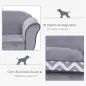 Sofá para Mascotas con Patas Cama para Perros de Madera con Cojín Acolchado Acogedora Funda Lavable 73,5x41x33 cm Gris