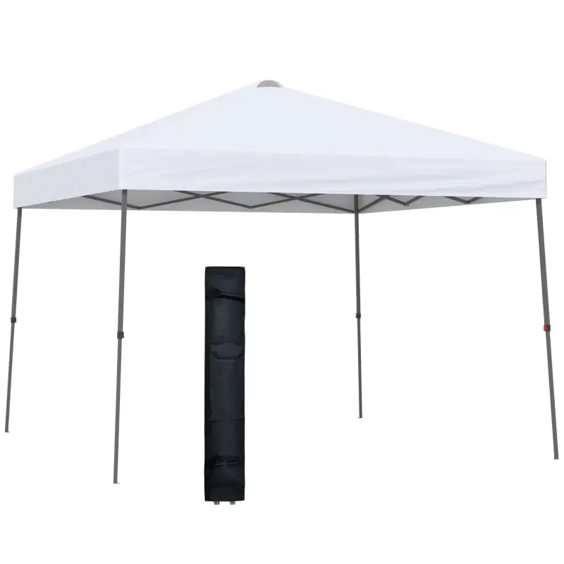 Cenador Plegable 3x3m con Bolsa de Transporte con Ruedas Impermeable y Marco de Acero Blanco