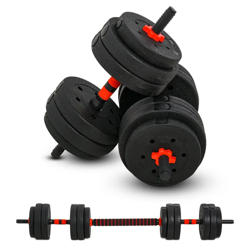 Juego de Mancuernas de 25 kg 2 en 1 de Dumbbell con Barras Conexión y Barra de Extensión Entrenamiento de Fuerza y Levantamiento