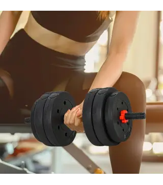 Juego de Mancuernas de 25 kg 2 en 1 de Dumbbell con Barras Conexión y Barra de Extensión Entrenamiento de Fuerza y Levantamiento