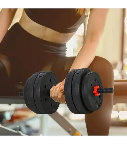 Juego de Mancuernas de 25 kg 2 en 1 de Dumbbell con Barras Conexión y Barra de Extensión Entrenamiento de Fuerza y Levantamiento