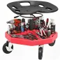 Taburete de Taller Móvil con Bandeja Magnética Ruedas Altura Ajustable de 52–59,5 cm Carga 135 kg para Garaje Rojo