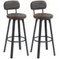 Juego de 2 Taburetes Altos de Cocina Giratorios Tapizados de PU con Respaldo Marco de Metal Reposapiés Marrón Oscuro